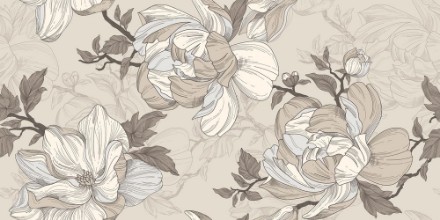 Flowers in Silver and Beige photowallpaper Wallpassion