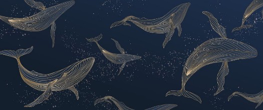 Whales in Golden Line Style photowallpaper Wallpassion