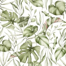 Tropical Leaves against White photowallpaper Wallpassion