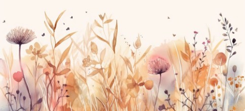 Illustration of a Wildflowers Field photowallpaper Wallpassion