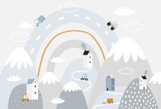 Mountain Landscape with Roads photowallpaper Wallpassion