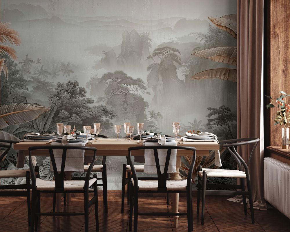 Jungle in Brown and Gray Tones photowallpaper Wallpassion