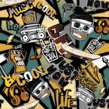 Graffiti with Gaming and Music Theme photowallpaper Wallpassion