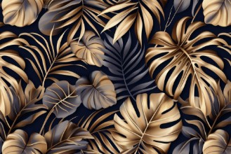 Tropical Leaves in Gold photowallpaper Wallpassion