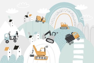 Construction Site in the Mountains photowallpaper Wallpassion