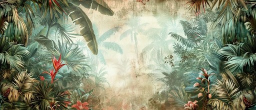 Panoromic Vintage Jungle photowallpaper Wallpassion