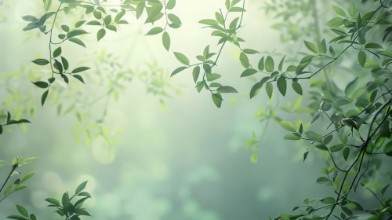 Green Leaves in Forest at Dawn photowallpaper Wallpassion