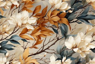 Beautiful White Flowers on Branch photowallpaper Wallpassion