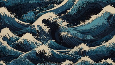 Japanese Sea Waves photowallpaper Wallpassion