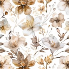 Watercolor Flowers in Brown photowallpaper Wallpassion