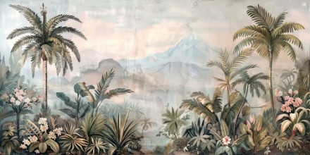 Tropical Forest Landscape in Beige photowallpaper Wallpassion