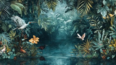 Flying Birds in the Jungle photowallpaper Wallpassion