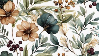 Floral Pattern of Flowers against White photowallpaper Wallpassion