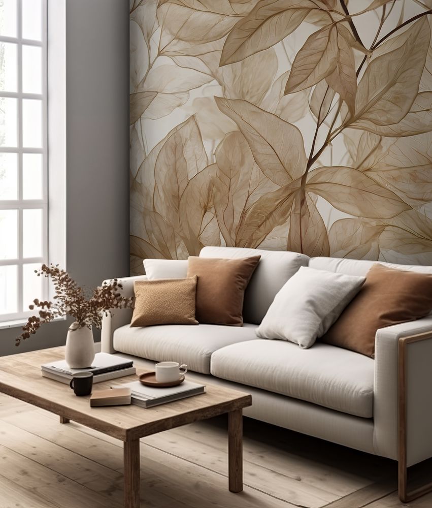 Soft Translucent Brown Leaves photowallpaper Wallpassion