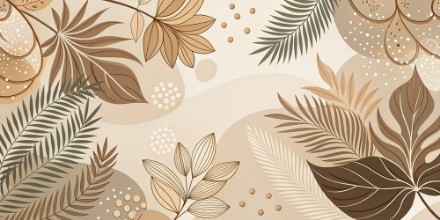 Retro Pattern with Leaves in Brown photowallpaper Wallpassion