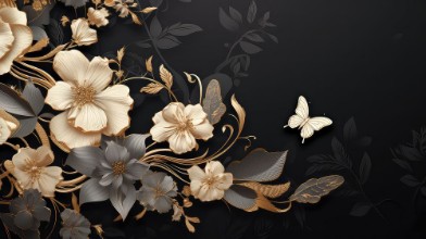 Vintage Floral with Butterfly photowallpaper Wallpassion