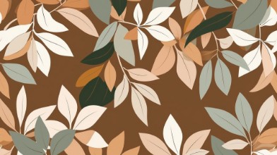 Retro Pattern with Leaves against Brown photowallpaper Wallpassion