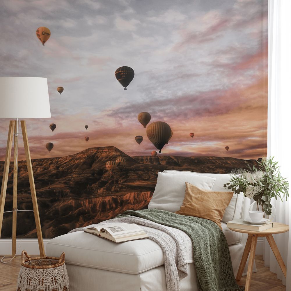 Hot Air Balloon over the Mountains photowallpaper Scandiwall