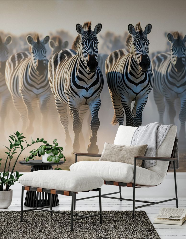 Group of Zebras photowallpaper Scandiwall