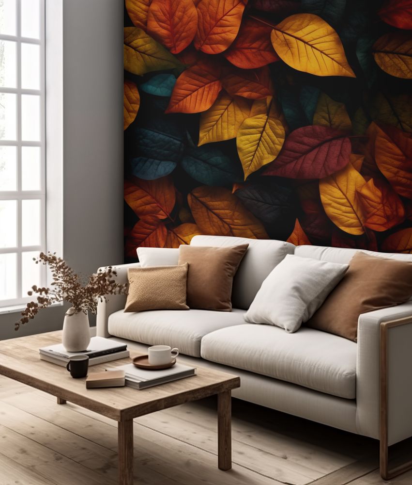 Autumn Leaves background photowallpaper Scandiwall