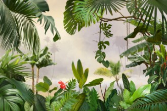 Tropical Palm and Banana Leaves photowallpaper Wallpassion