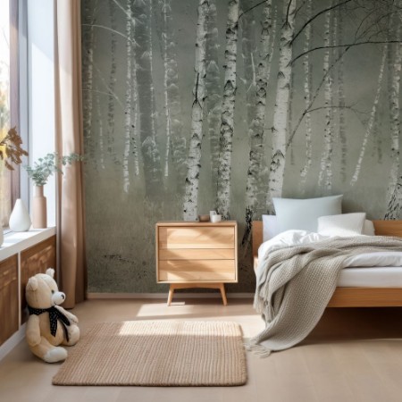 Birches a Silent Morning photowallpaper Scandiwall