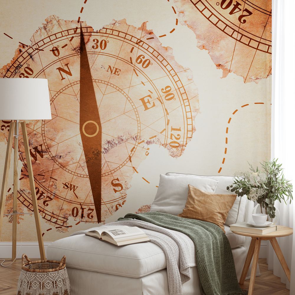 Antarctica map and Compass old paper Over White Background Elements of this image furnished by NASA Satellite map of Antarctica photowallpaper Scandiwall