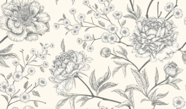 Pattern with Peonies photowallpaper Wallpassion
