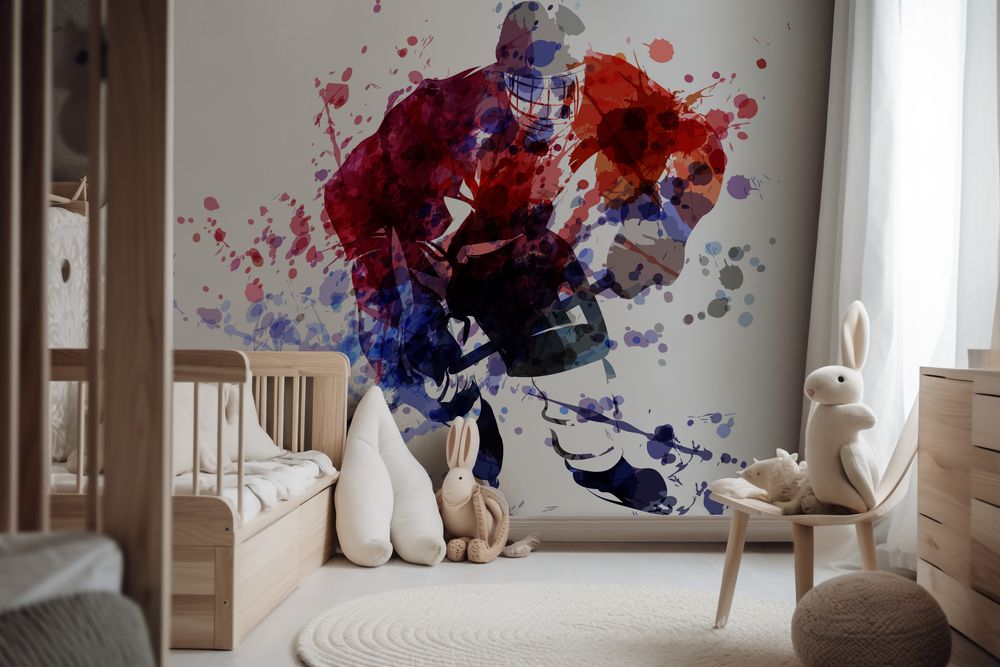Hockey illustration photowallpaper Scandiwall