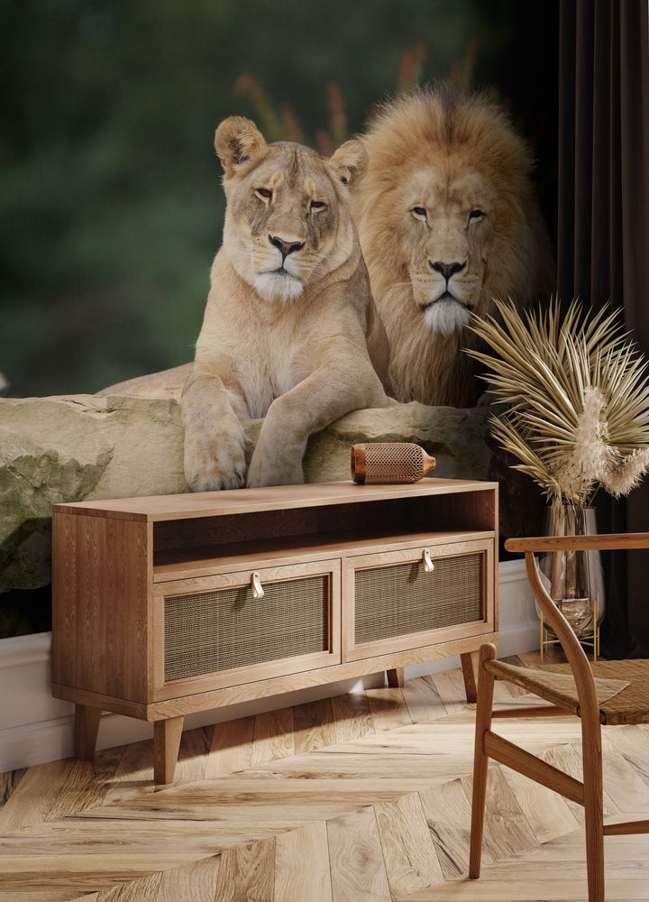 Couple de Lions photowallpaper Scandiwall