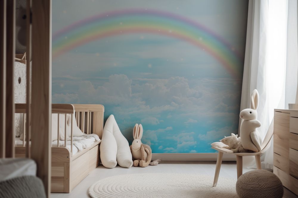 Rainbow in Cloudy Sky photowallpaper Scandiwall