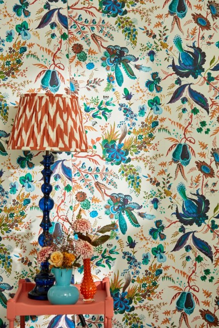 Wonderland Floral Lapis/ Emerald/Carnelian - HSRW113067 wallpaper Harlequin
