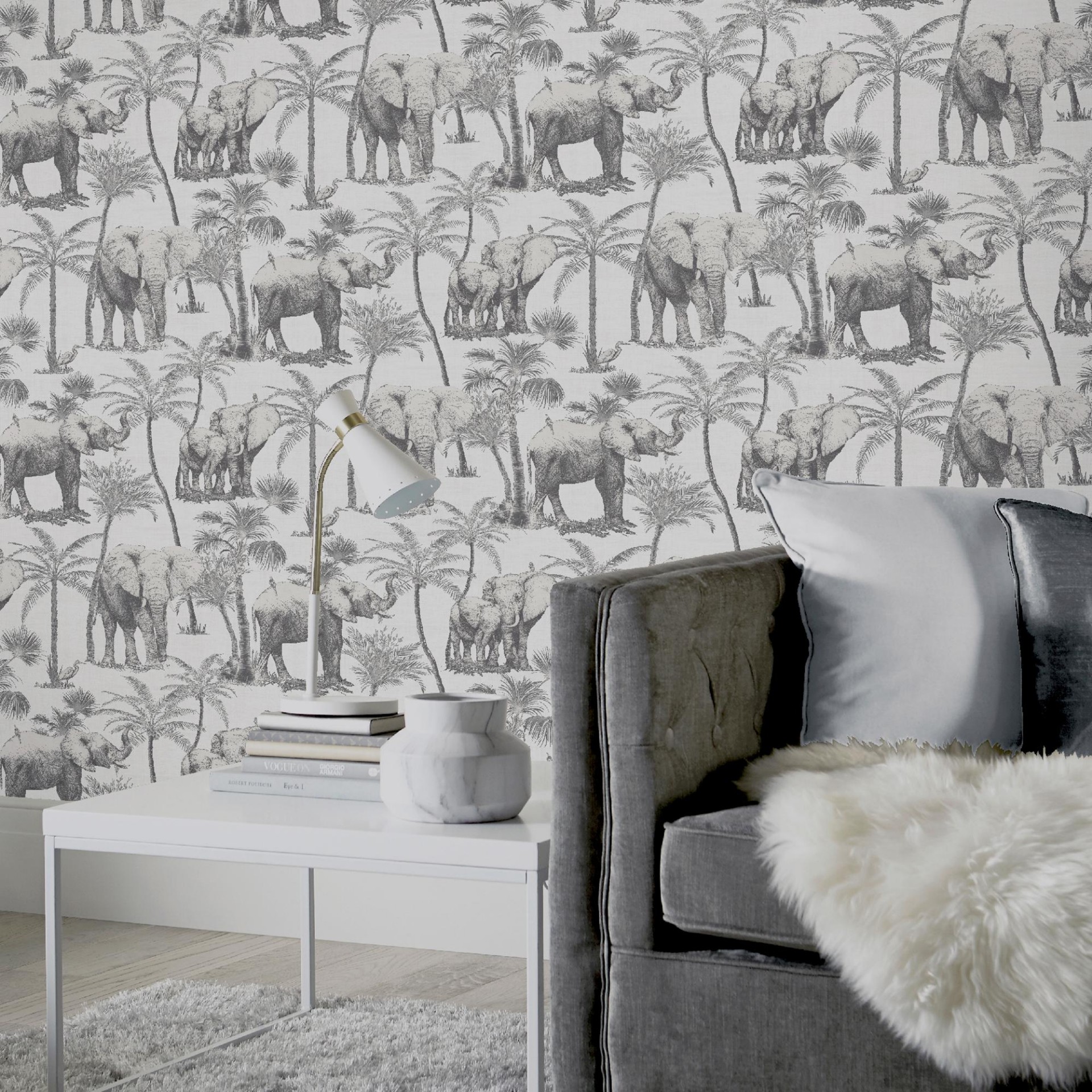 Safari Elephant Charcoal - 296700 wallpaper Arthouse