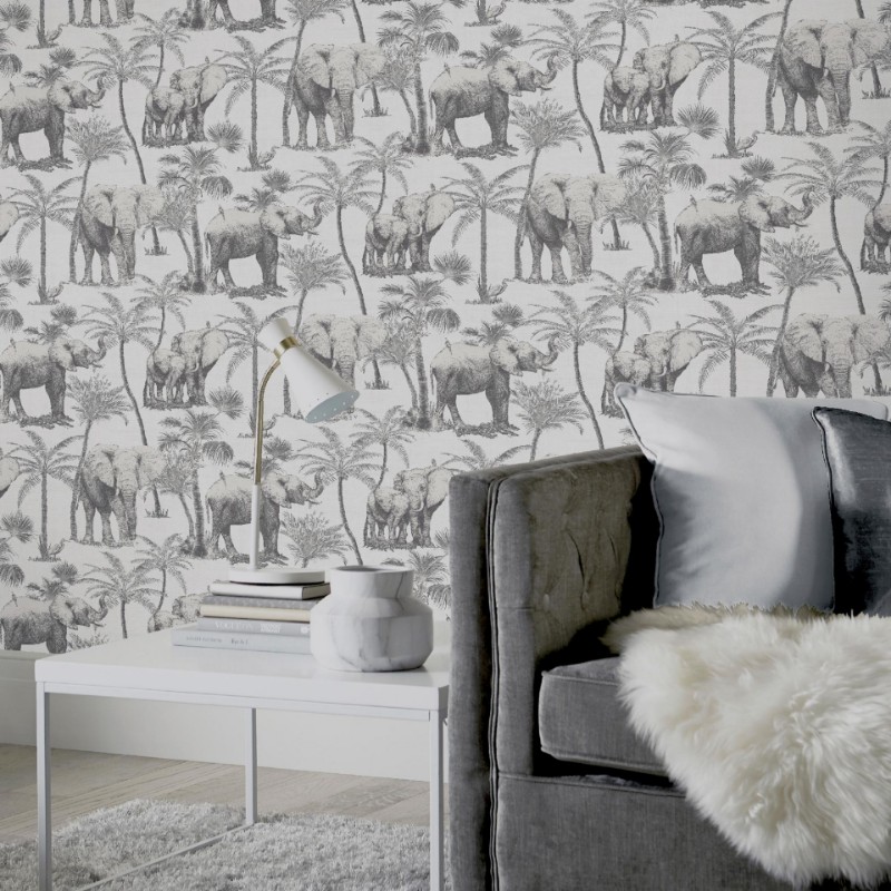 Safari Elephant Charcoal - 296700 wallpaper Arthouse