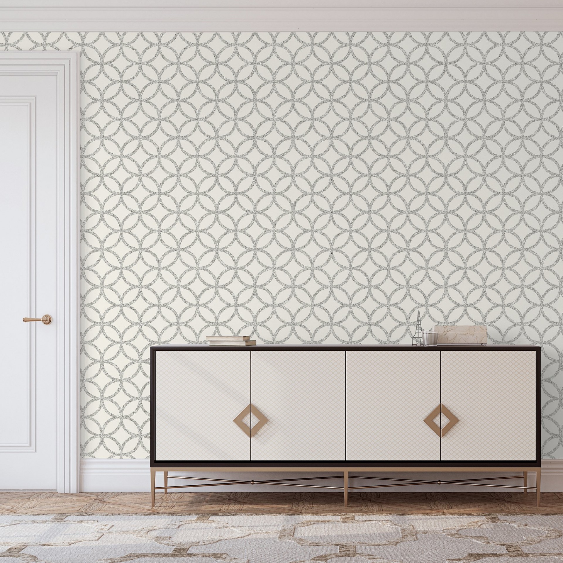 Sequin Geo White/Silver - 921707 wallpaper Arthouse