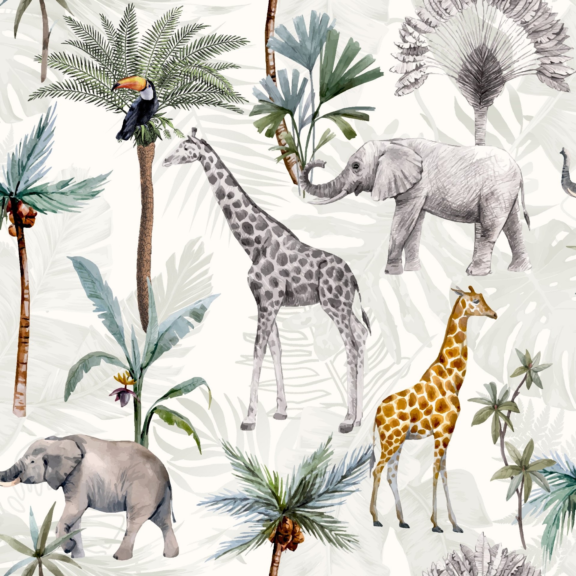 Serengeti Animals Multicoloured - 923709 wallpaper Arthouse