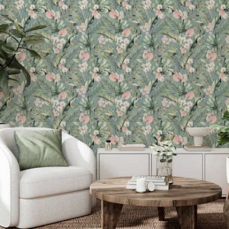 Tropical Floral Sea Blue - 924905 wallpaper Arthouse