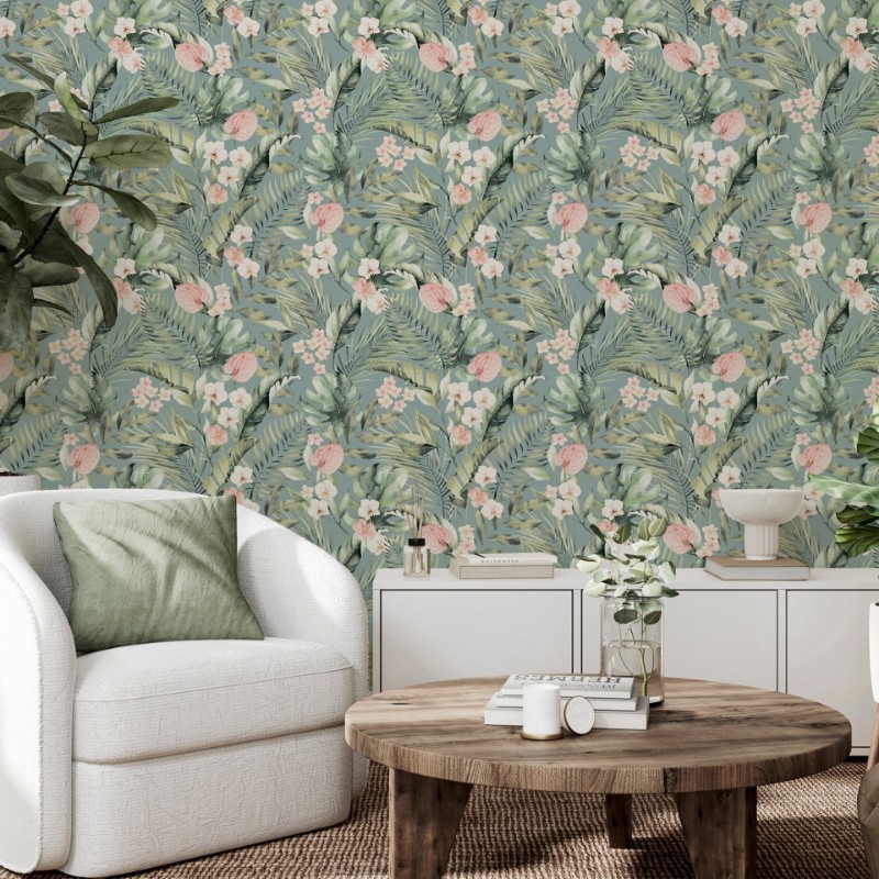 Tropical Floral Sea Blue - 924905 wallpaper Arthouse