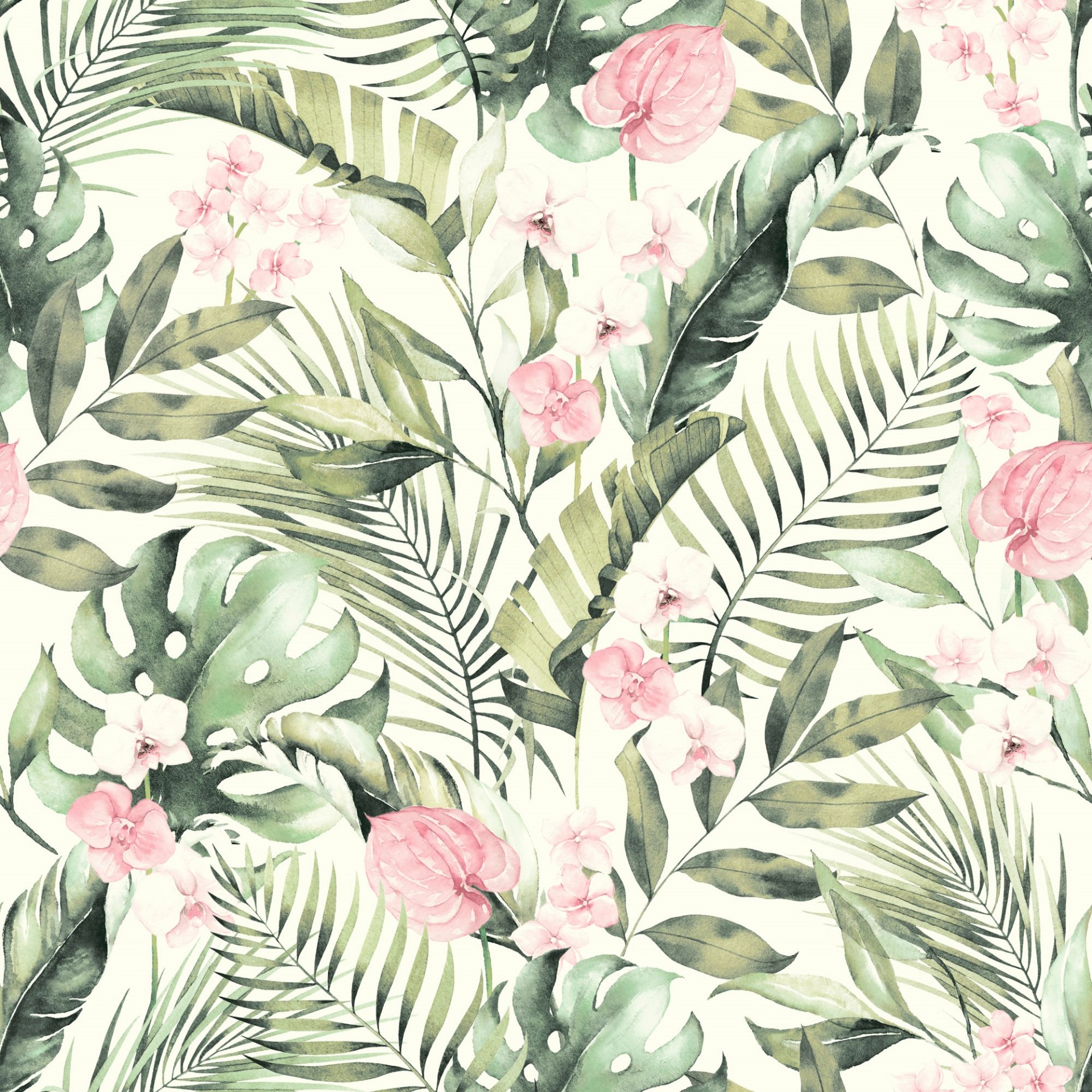 Tropical Floral Pink & Green - 924906 wallpaper Arthouse