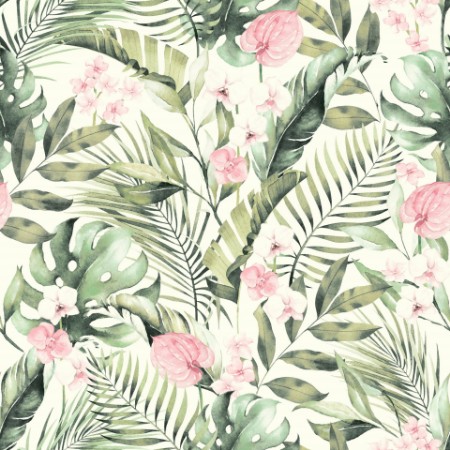 Tropical Floral Pink & Green - 924906 wallpaper Arthouse