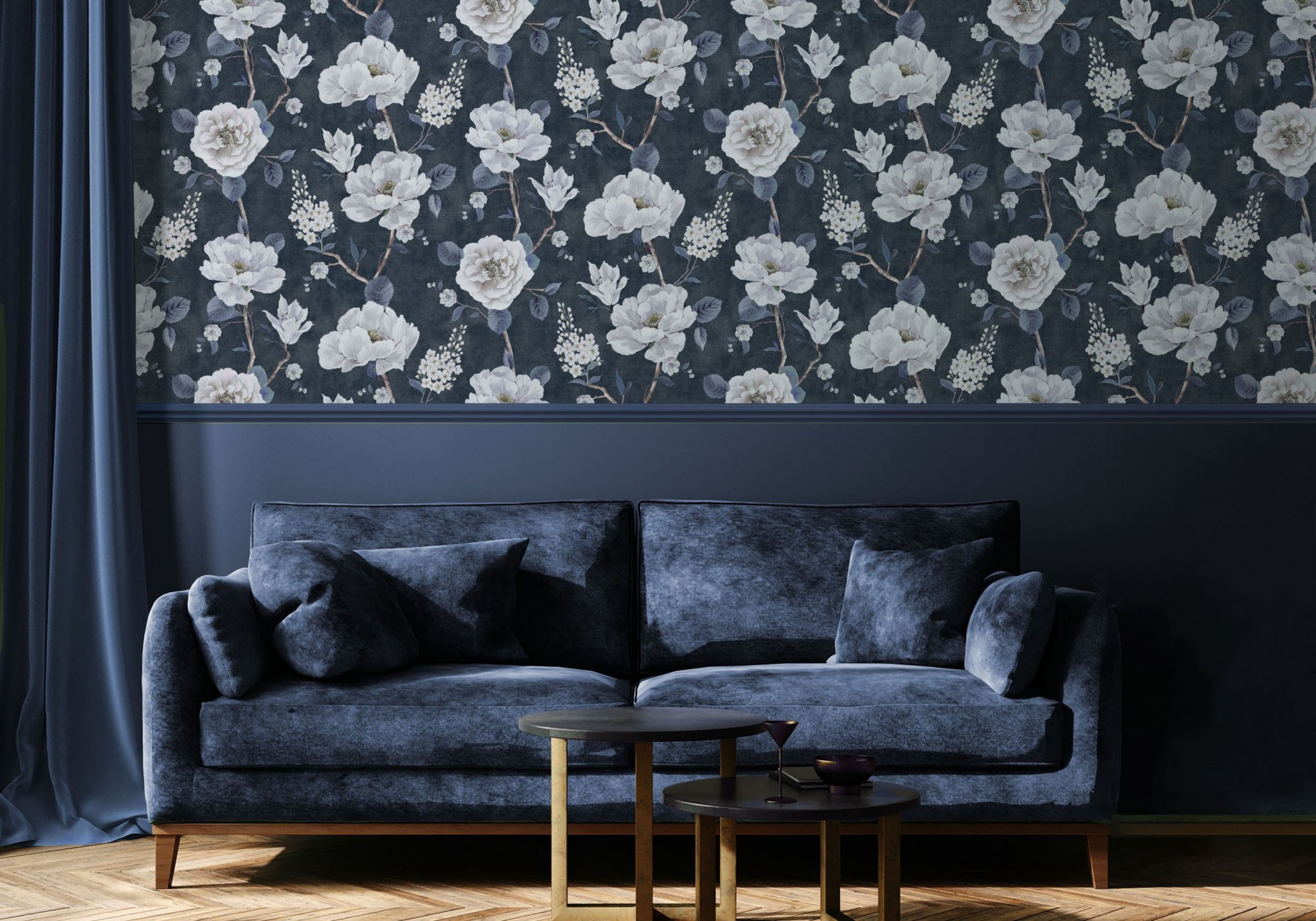 Ashley Floral Navy - 925505 wallpaper Arthouse