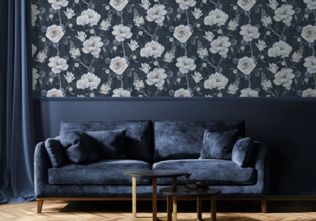 Ashley Floral Navy - 925505 wallpaper Arthouse