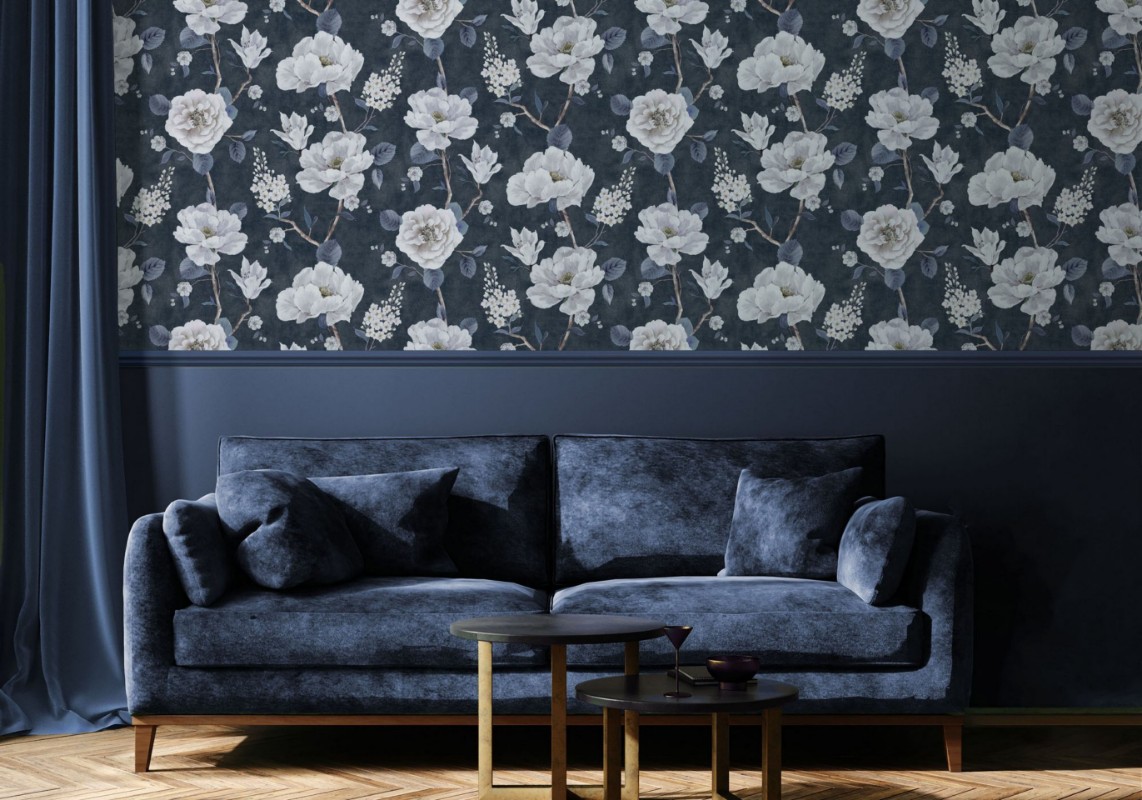 Ashley Floral Navy - 925505 wallpaper Arthouse