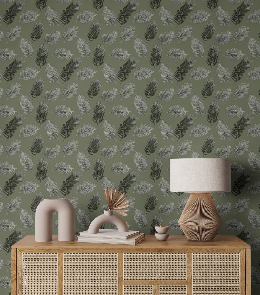 Santiago Dark Green - 1079101-02 wallpaper Blue Monkey