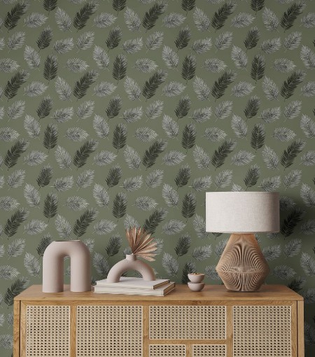 Santiago Dark Green - 1079101-02 wallpaper Blue Monkey