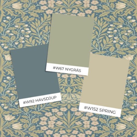 Bild vun Faarf Bluebell & Peony Border Gold/Madder - MUNW217608 - 07914-01