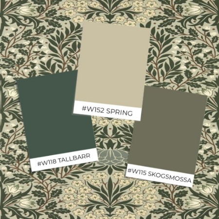 Bild vun Faarf Bluebell & Peony Border Bayleaf/Manilla - MUNW217609 - 07915-01