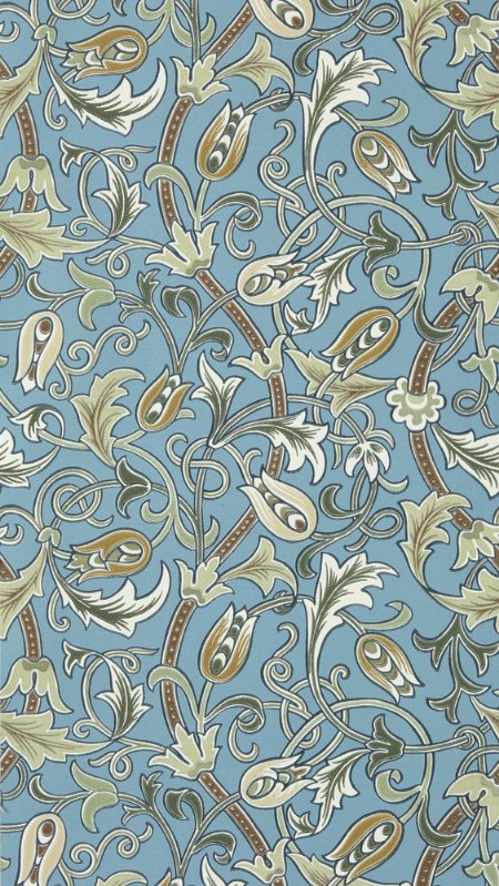 Scrolling Tulip Woad/Thyme - MUNW217565 wallpaper Morris & Co