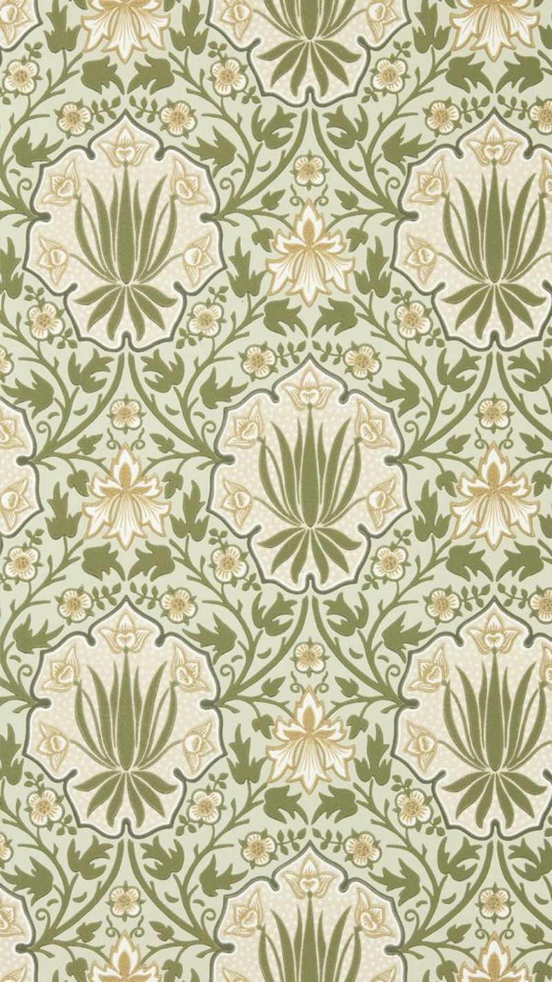 Iris & Rose Bayleaf/Weld - MUNW217567 wallpaper Morris & Co