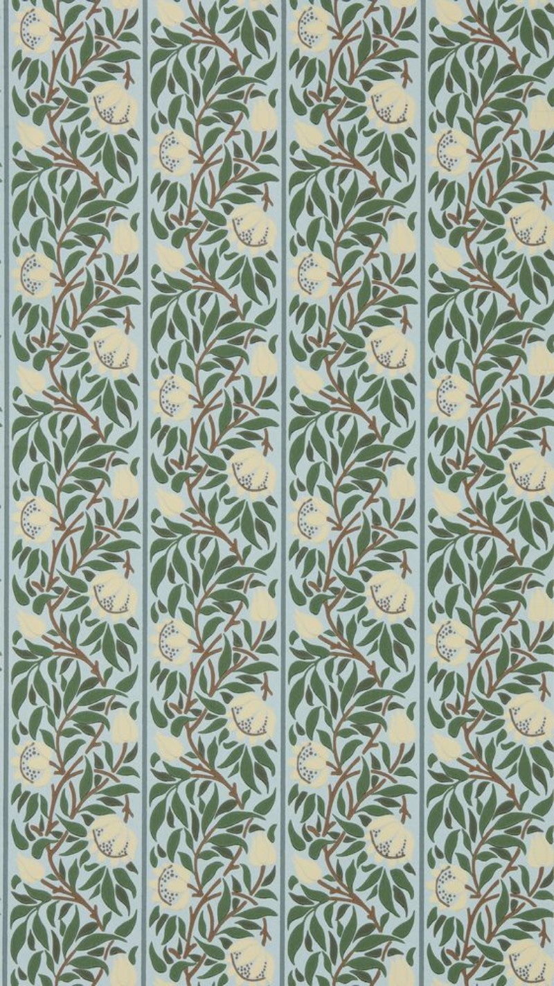 Peony Trellis Soft Blue/Nettle - MUNW217569 wallpaper Morris & Co